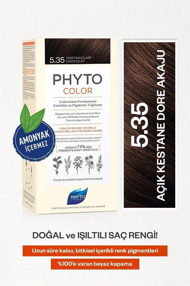 Phytocolor 5.35 Açık Kestane Dore Akaju Amonyaksız Kalıcı Bitkisel Saç Boyası