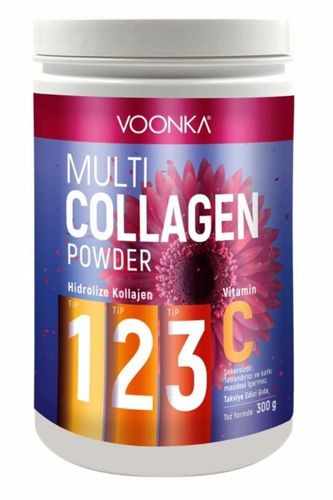 Multi Collagen Powder Hidrolize Kollajen Tip 1 2 3 Vitamin C 300 gr